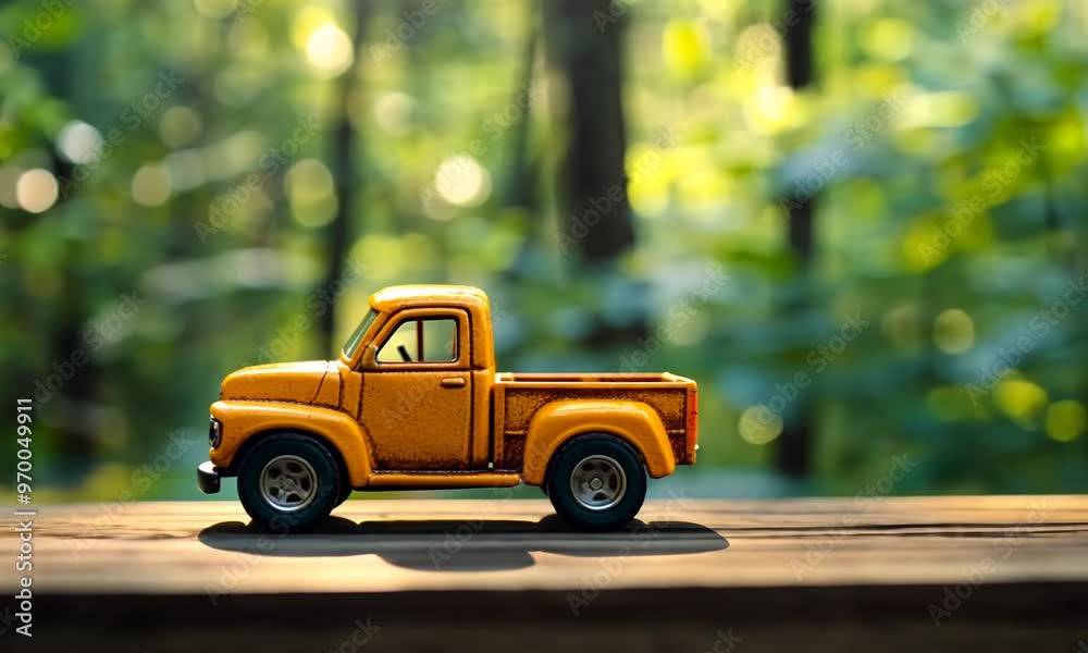 Toy Truck in a Forest Setting Toy Truck in a Forest Setting