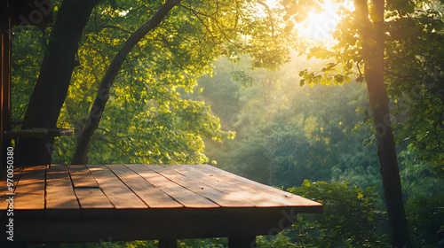 Tableau sur toile A treehouse with a yoga deck overlooking a tranquil forest perfect for meditation and relaxation