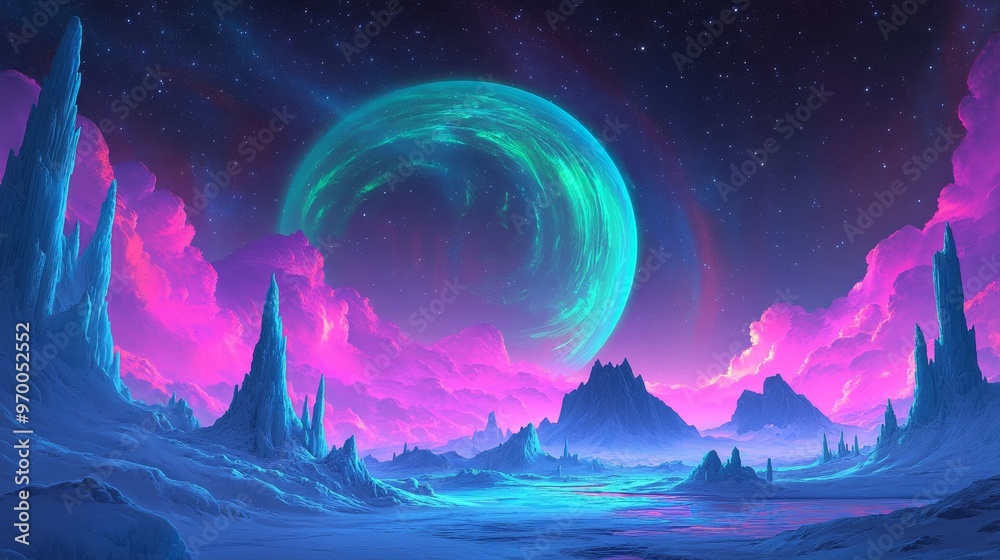 Alien Planet and Mountains Alien Planet and Mountains