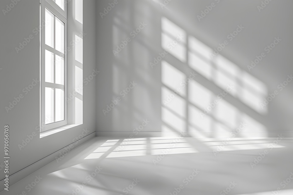 Obraz premium Serene Minimalist Room with Soft Shadows and Natural Light