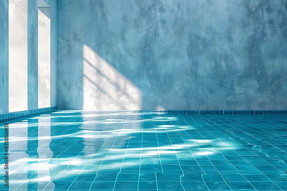 Obraz premium Serene Indoor Pool with Sunlight Reflections on Water Surface