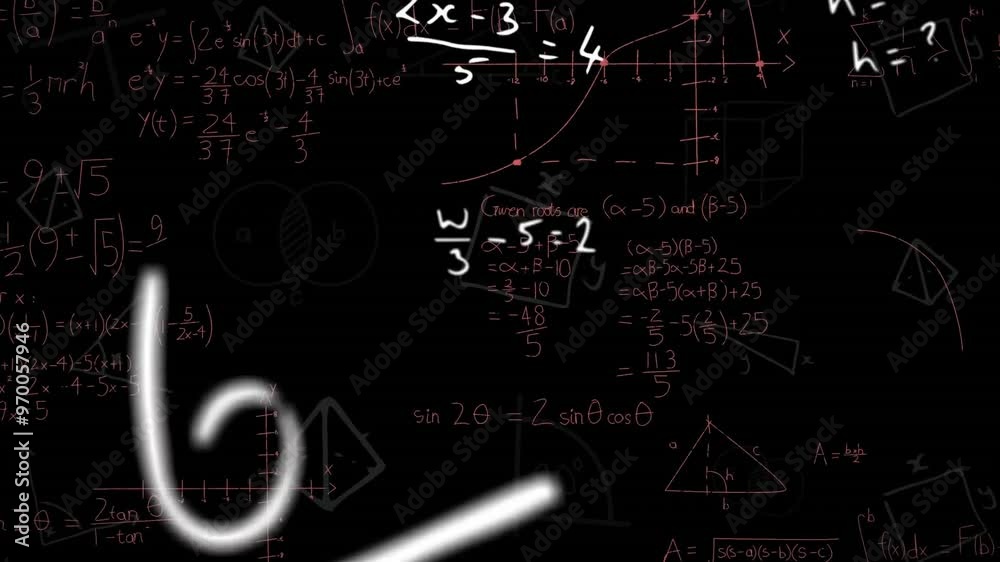 Animation of mathematical data processing over black background Animation of mathematical data processing over black background