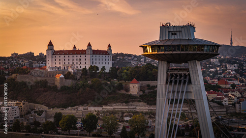 sunset over the city, Bratislava Casle, Slovakia  photo