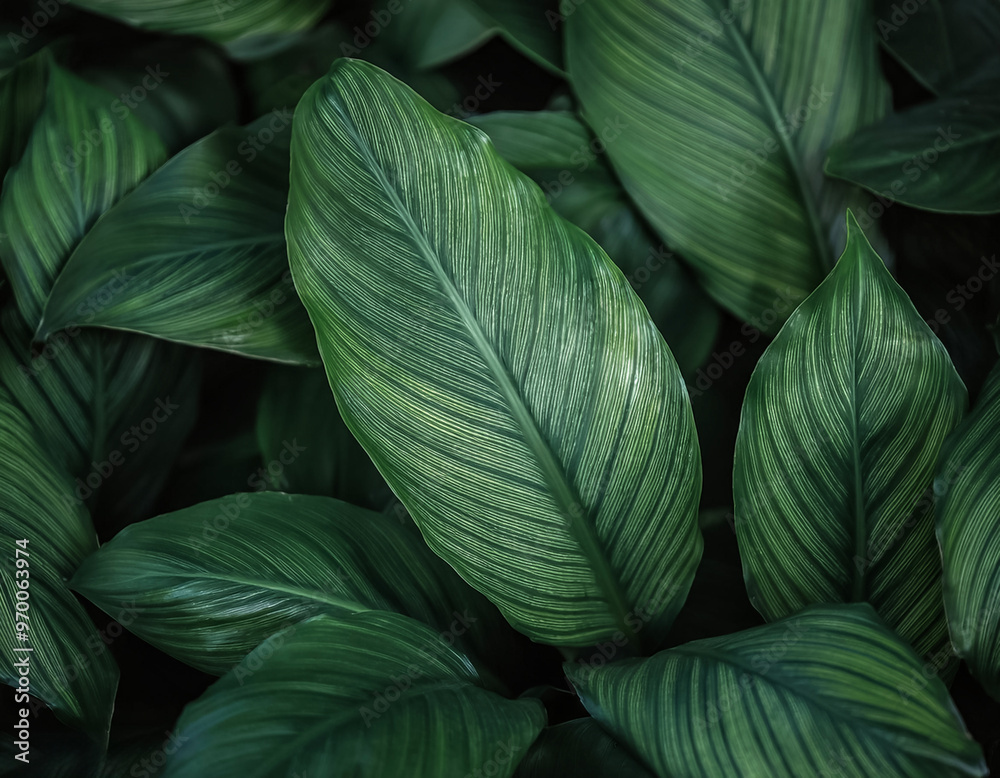 Fototapeta Nature of dark green leaf in garden