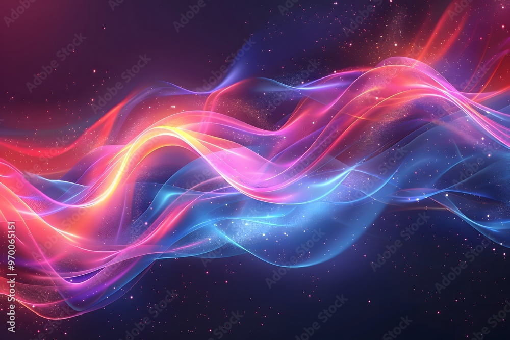 Vibrant Waves of Light and Color in a Cosmic Background