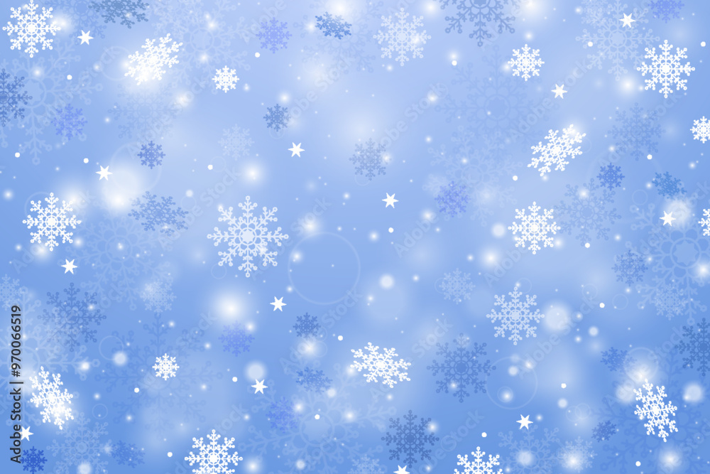 Chaotic winter sky with falling snowflakes on a blue background. Scattered snowflakes, winter landscape Chaotic winter sky with falling snowflakes on a blue background. Scattered snowflakes, winter landscape