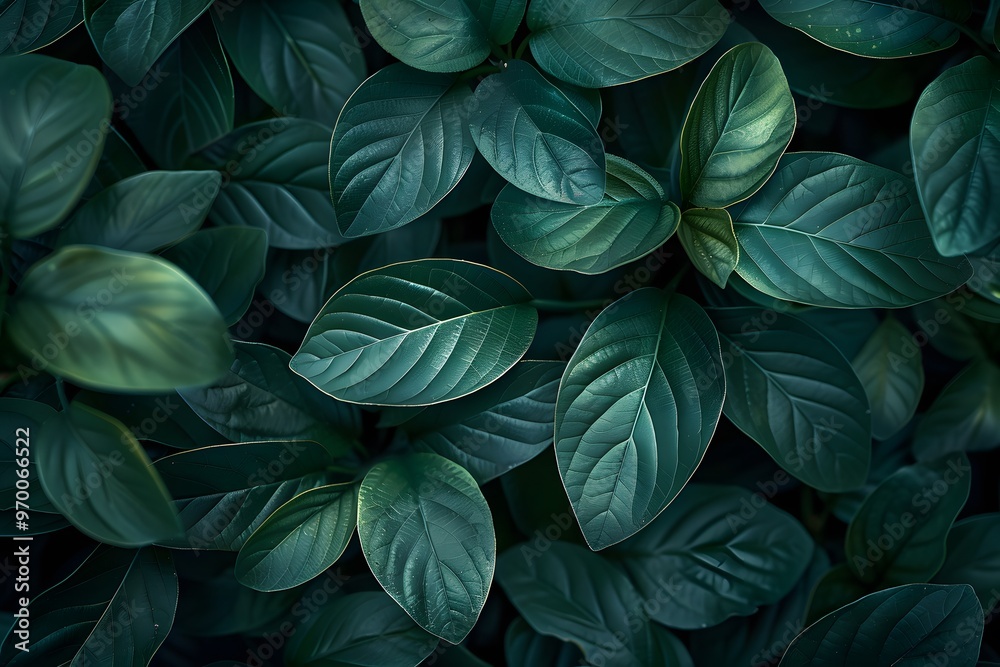 Lush Green Leaves in a Dense Arrangement Lush Green Leaves in a Dense Arrangement