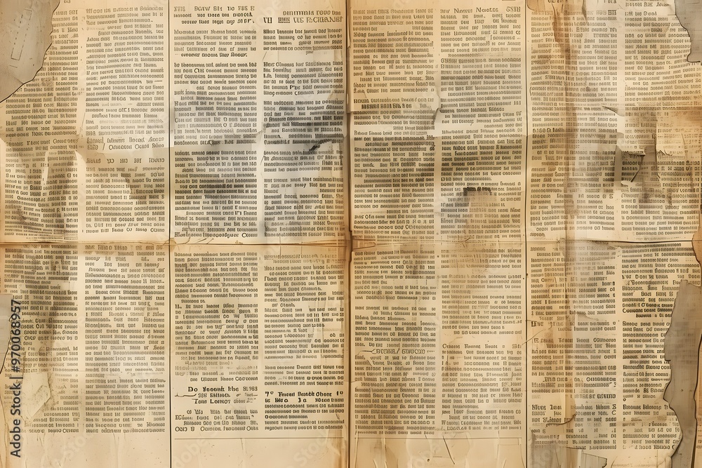 Fototapeta premium Vintage Newspaper Clipping with Faded Text and Historical Significance