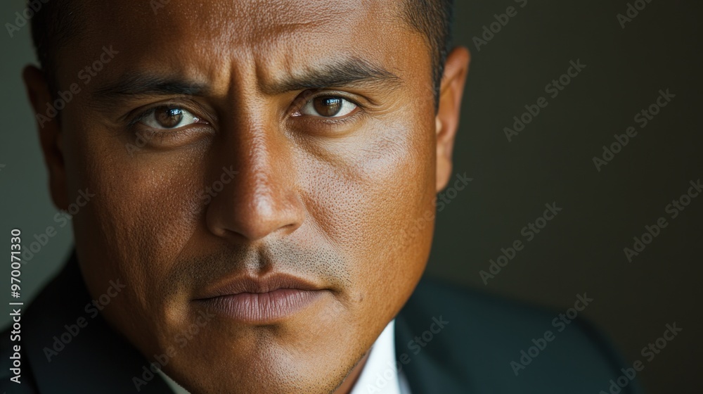 Close-up Portrait of a Man with a Serious Expression Close-up Portrait of a Man with a Serious Expression
