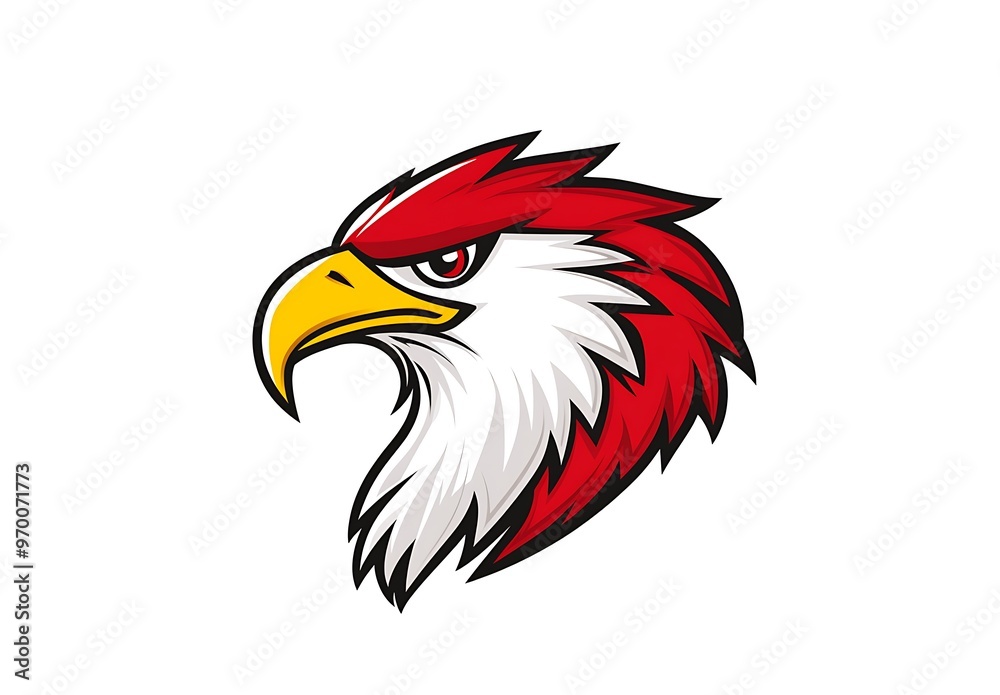 Obraz premium Red and White Eagle Mascot Head with Angry Expression