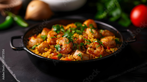 Traditional Spanish Paella Festive Outdoor 