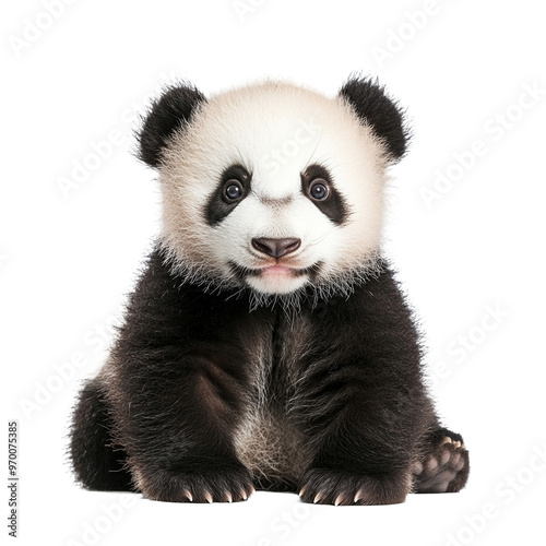 panda cub  isolated on transparent background - Generative AI	
