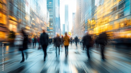 Wallpaper Mural Blurred City Street with People Walking Past Tall Buildings Torontodigital.ca