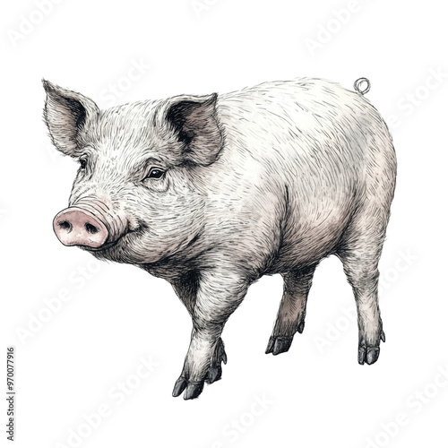 pig  isolated on transparent background - Generative AI	
