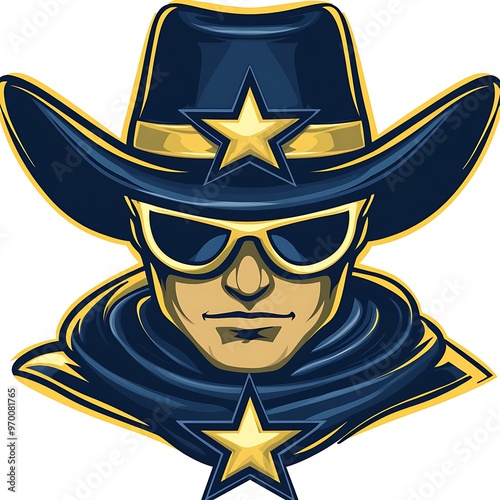 Cool Cowboy Mascot with Sunglasses and Cowboy Hat