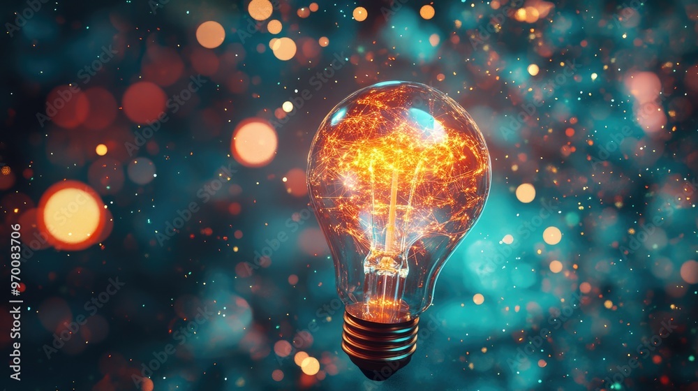 Light Bulb with Glowing Network Inside. Light Bulb with Glowing Network Inside.
