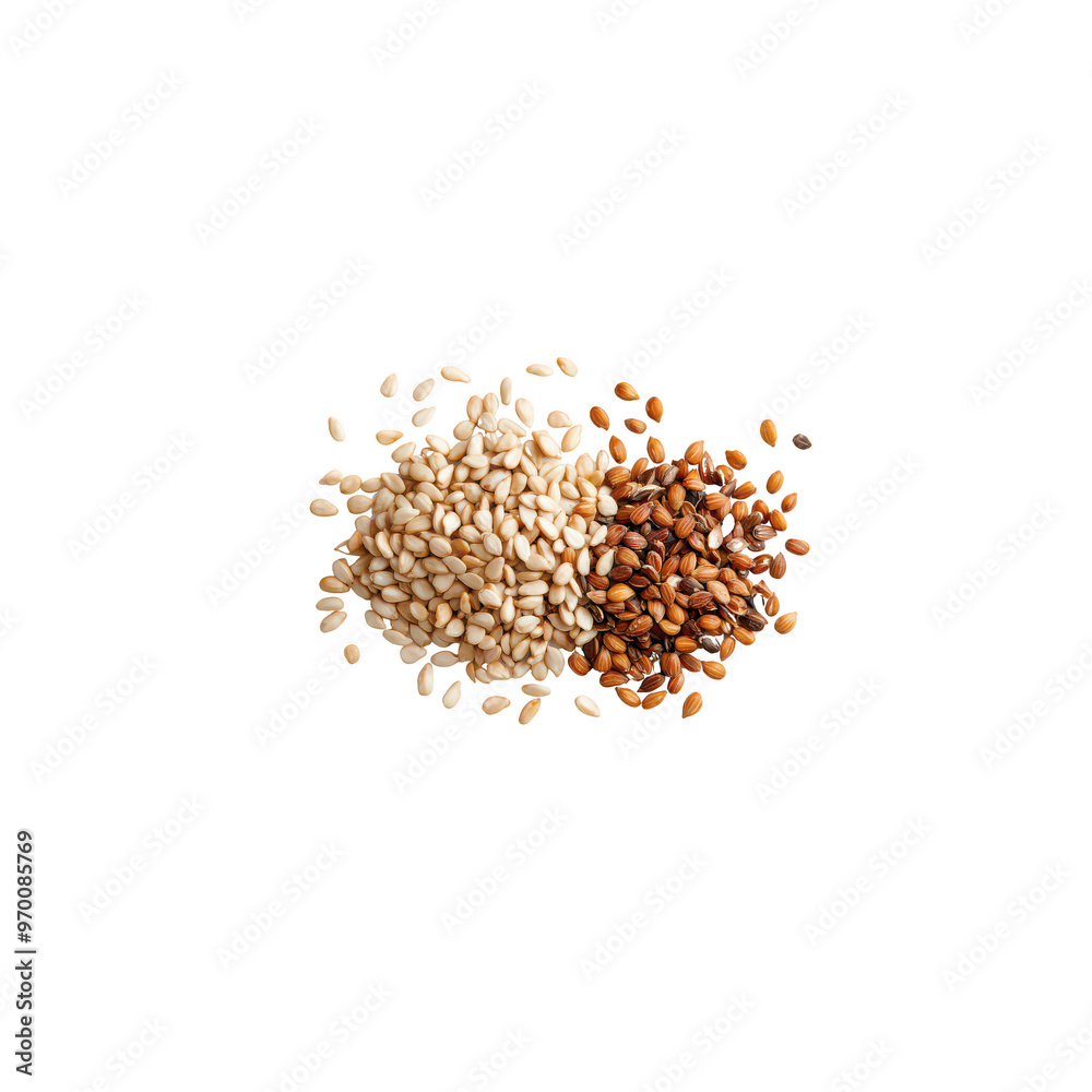 Sesame seeds in various colors, including white and brown, are beautifully arranged against black background, showcasing their natural textures and hues. Sesame seeds in various colors, including white and brown, are beautifully arranged against black background, showcasing their natural textures and hues.