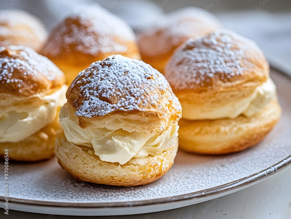 Bavarian cream puffs with powdered Bavarian cream puffs with powdered