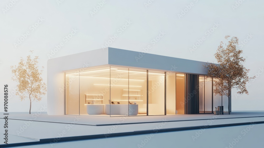 Obraz premium Modern Store Front with Glass Windows and Minimalist Design