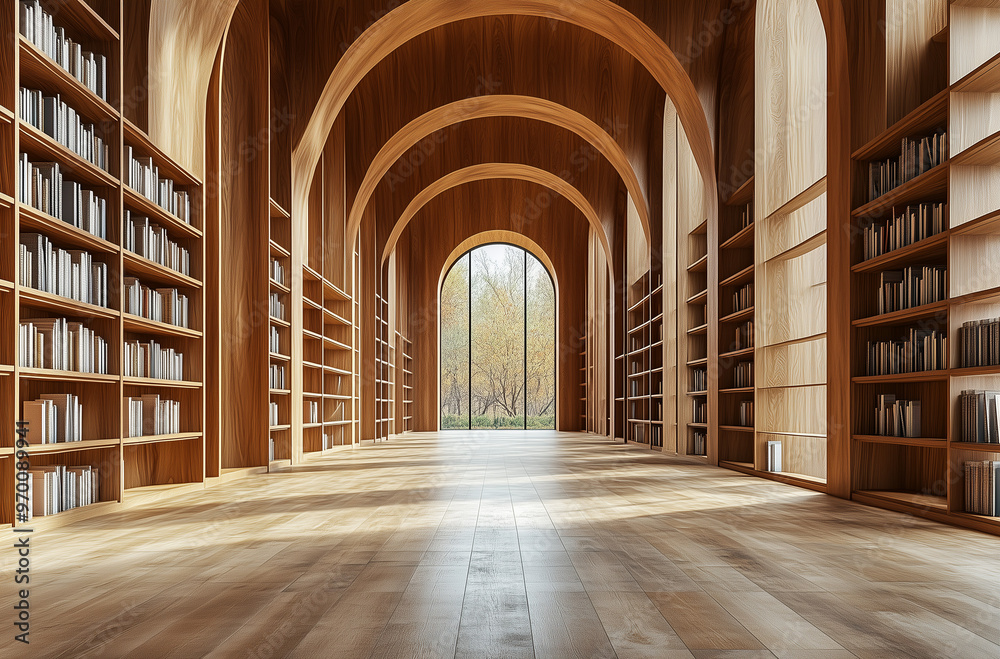 Low Angle Views on Empty High-Quality Bookcases Low Angle Views on Empty High-Quality Bookcases