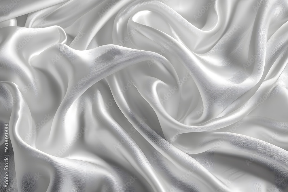 Obraz premium Elegant White Satin Fabric with Soft, Flowing Drapes