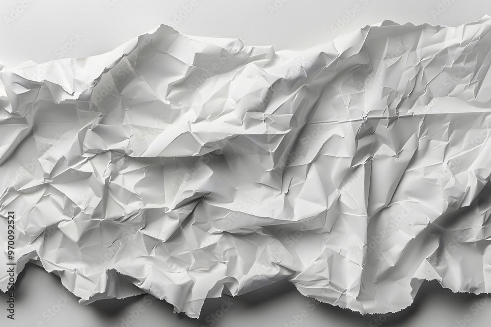 Obraz premium Crumpled White Paper Texture for Creative Backgrounds