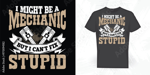 Funny Vintage Mechanic T-shirt Design
