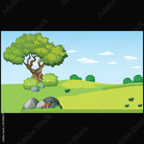 Blank meadow landscape scene vector