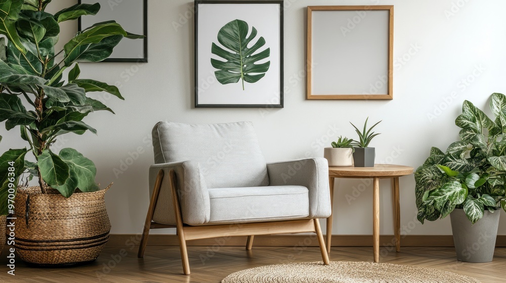 Minimalist Living Room with Greenery Minimalist Living Room with Greenery