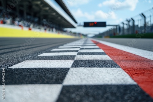 Signal arrival at race track competition speed at finish line