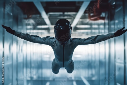 Singapore man levitates in wind tunnel practicing yoga fly with team flyers Indoor skydiving