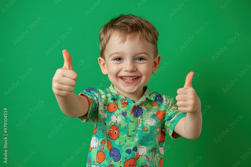 Smiling Caucasian boy having fun on green background Symbols of childhood and joy Smiling Caucasian boy having fun on green background Symbols of childhood and joy