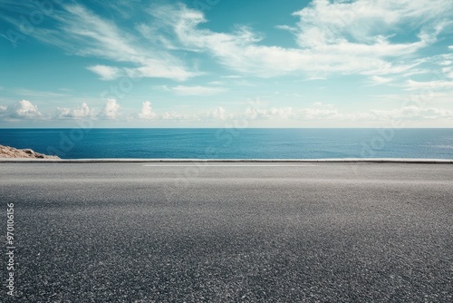 Fototapeta Naklejka Na Ścianę i Meble -  Square asphalt road by natural sea background