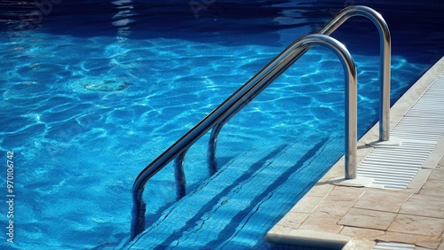 Steel stair in pool