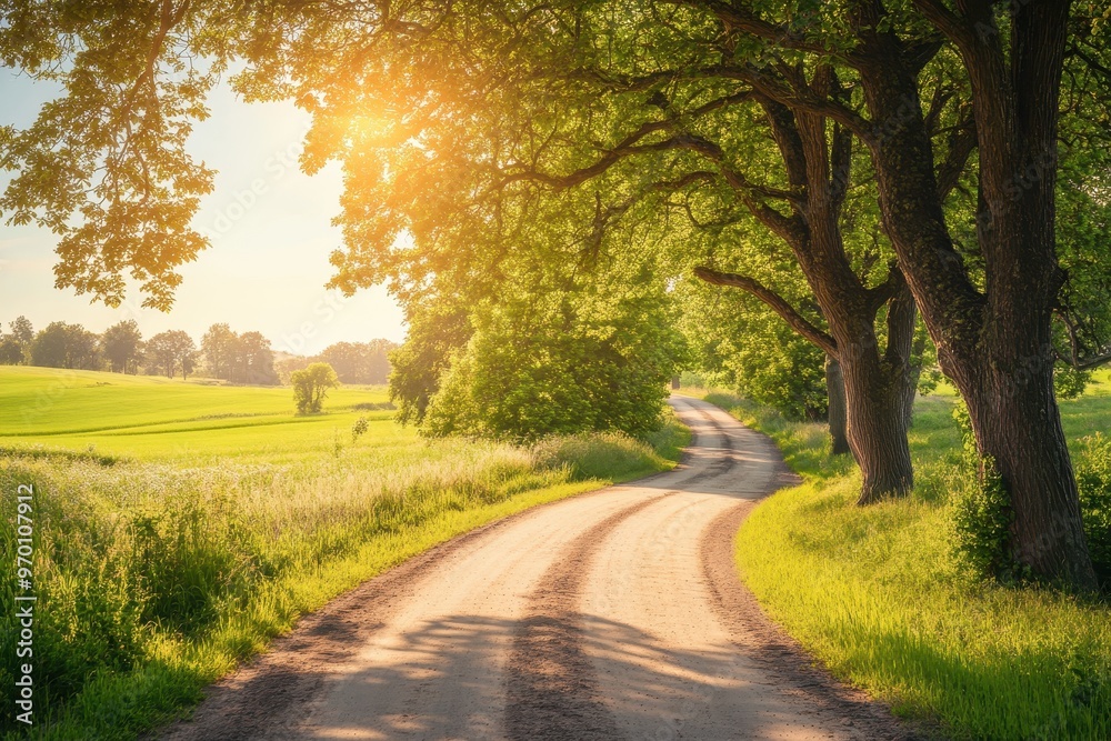 Summer road with trees concept Summer road with trees concept