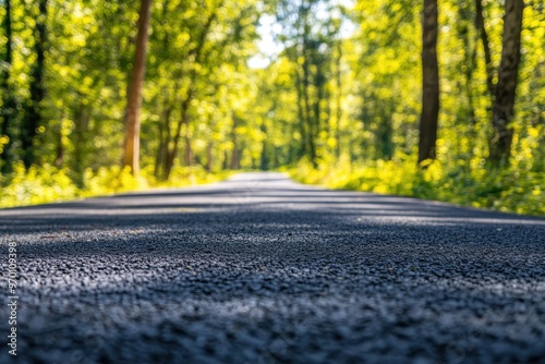 Sunny summer day asphalt road from the side