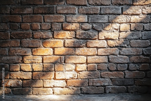 Sunlight Illuminating an Old Brick Wall