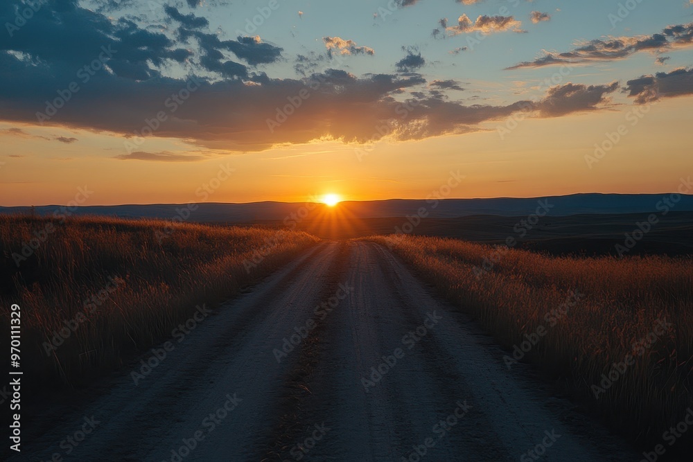 Fototapeta premium Sunset on dusty path