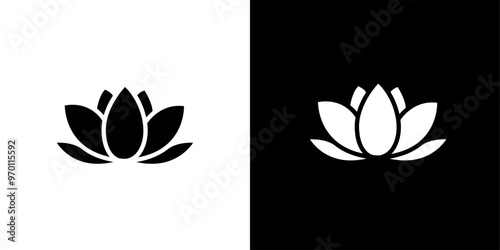 Lotus icon Isolated flat vector in outline