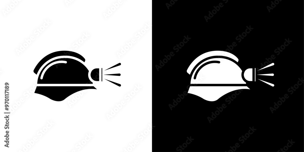 Fototapeta premium Torch helmet icon Isolated flat vector in outline