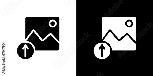 Upload photo icon Isolated flat vector in outline