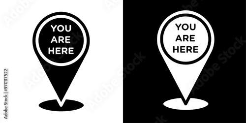 You are Here Pointer Icon Isolated flat vector in outline