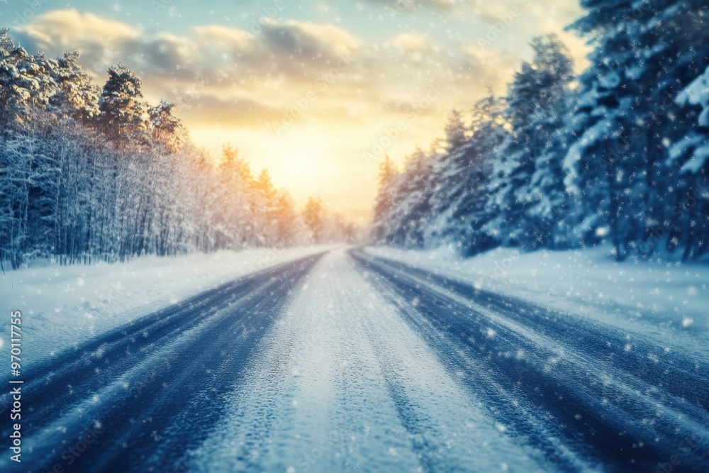Winter road with empty space for decorating Winter road with empty space for decorating