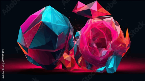 A vibrant vector illustration of two shiny polygonal shapes-gigapixel-art-scale-4_00x