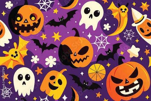 Halloween Pattern Background vector illustration .