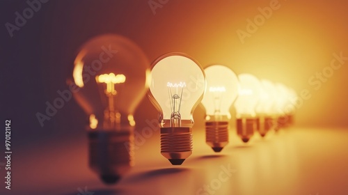 Illumination of Ideas: A Row of Light Bulbs  Symbolising Creativity