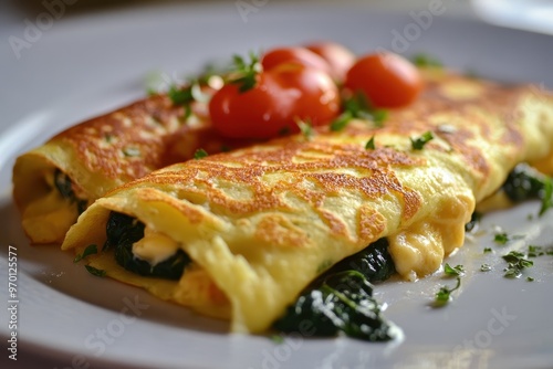 Mediterranean style crepes with cheese and spinach