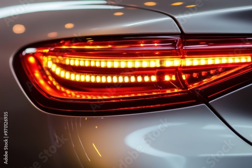 Modern car s LED brake light detail