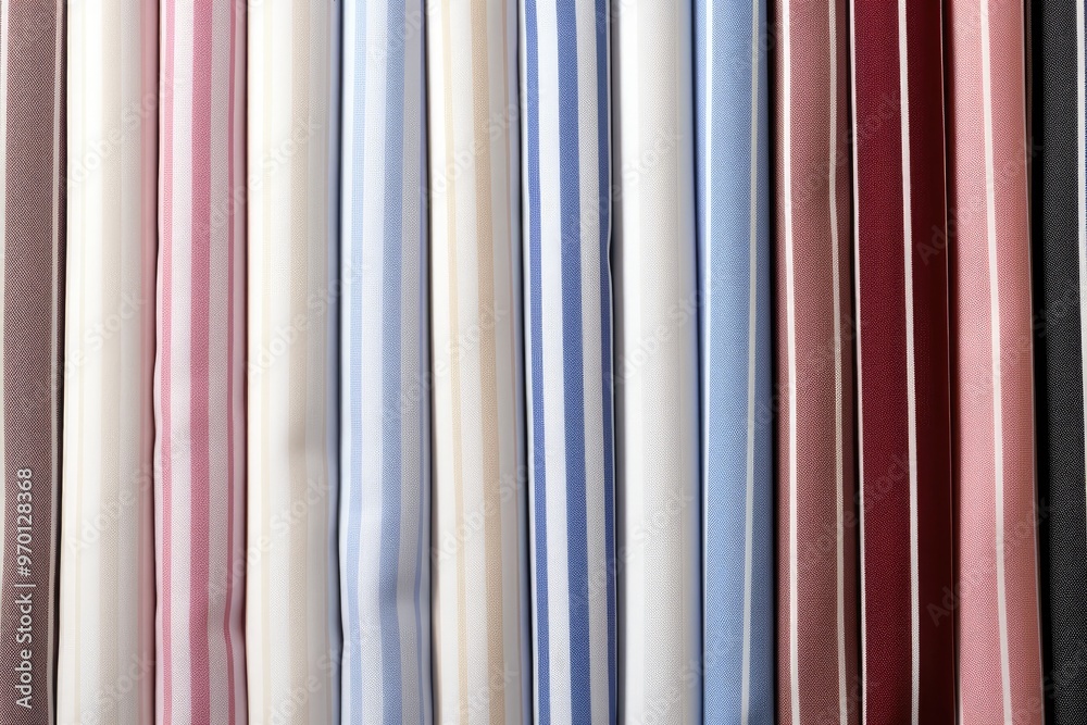 Colorful striped fabric neatly stacked in a pile. Colorful striped fabric neatly stacked in a pile.