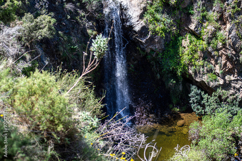 Konstfotografi Hiking trail to waterfalls over river Caballos, Sierra de la Nieves National Par